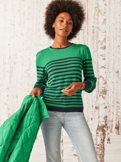 Striped Femme Sleeve Sweater GREEN MULTI -Classic Fashion Clothing Store W231198GMIPRODUCT 04A