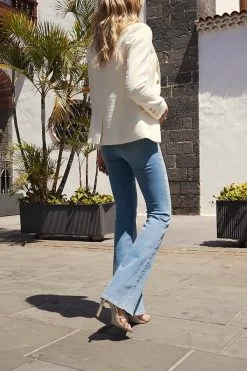 Light Wash Button Front Kick Flare Jeans -Classic Fashion Clothing Store a0fdefebe568b4fbbc35286259aeef6c009eb9df