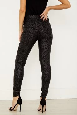 Black Textured Leopard Print Coated Skinny Jeans -Classic Fashion Clothing Store a20bd021 11