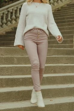 Mocha Brown Button Front Skinny Jeans -Classic Fashion Clothing Store cc1d285e8e0ebc1d1955ef2ee3c230bf97588399