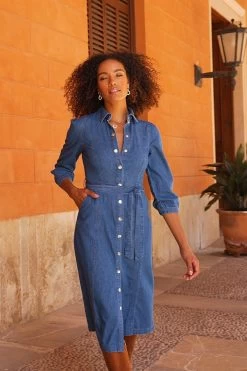 Mid Blue Popper Front Belted Denim Midi Dress 13 Mid Blue Popper Front Belted Denim Midi Dress -Classic Fashion Clothing Store d1a2433709745a071a4fb2ab6af8104b9574aa9d