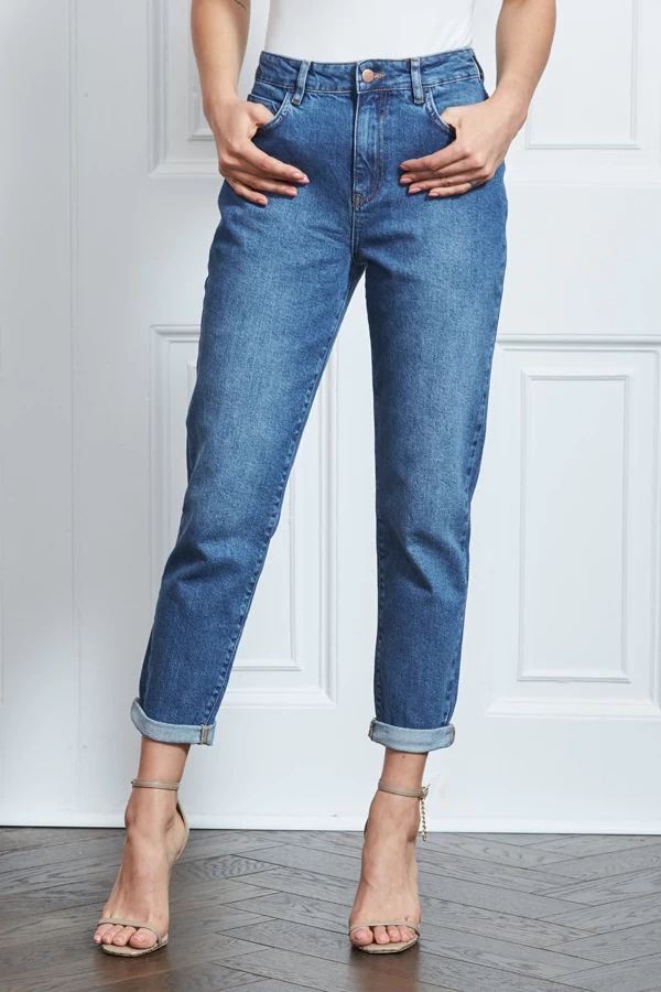 Indigo Blue Slim Leg Mom Jeans 4 Indigo Blue Slim Leg Mom Jeans - Image 2