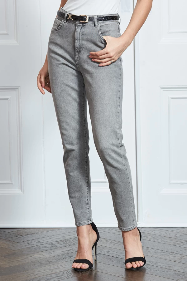 Mid Grey Slim Leg Mom Jeans 7 Mid Grey Slim Leg Mom Jeans - Image 5