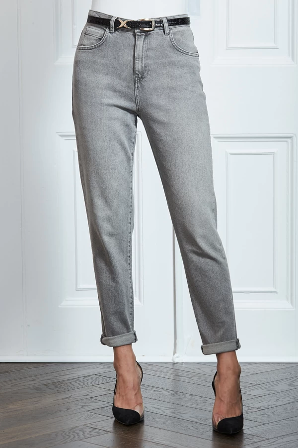 Mid Grey Slim Leg Mom Jeans 4 Mid Grey Slim Leg Mom Jeans - Image 2