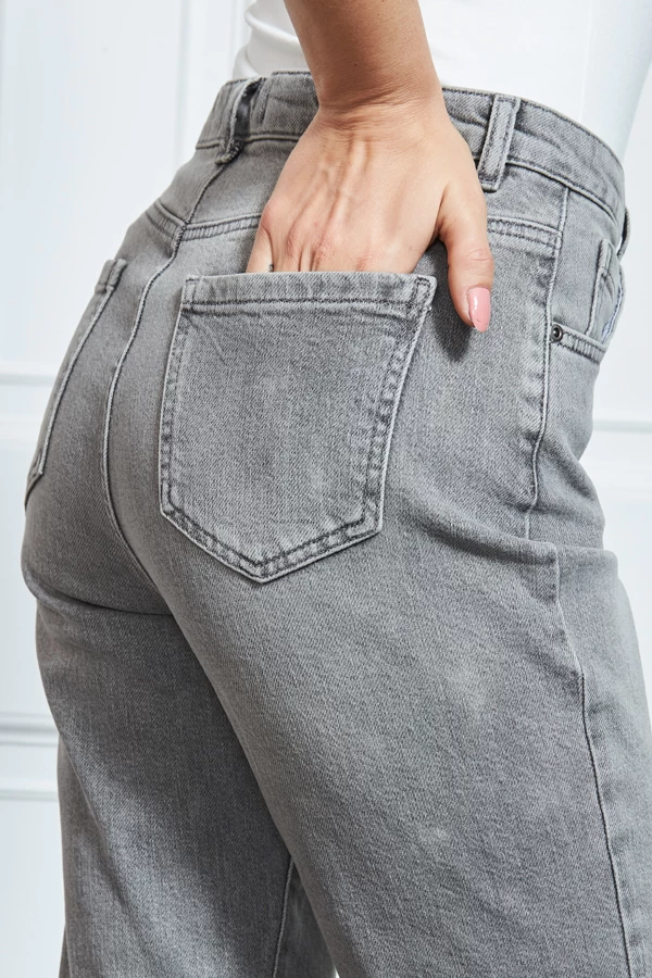 Mid Grey Slim Leg Mom Jeans 9 Mid Grey Slim Leg Mom Jeans - Image 7