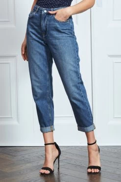 Mid Blue Denim Girlfriend Jeans -Classic Fashion Clothing Store s21 s20bd008be s21tj20 012