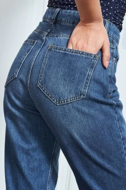 Indigo Blue Denim Girlfriend Jeans -Classic Fashion Clothing Store s21 s20bd008be s21tj20 039 1 1