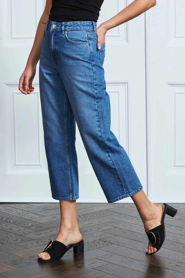 Mid Blue Denim Culotte Jeans 5 Mid Blue Denim Culotte Jeans - Image 3