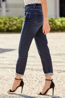 Dark Indigo Slim Leg Mom Jeans -Classic Fashion Clothing Store s44 bd004io s21tw137 123