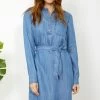 Blue Chambray Denim Belted Dress -Classic Fashion Clothing Store ss20dd011 4