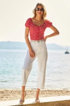 White Denim Culotte Jeans -Classic Fashion Clothing Store web 10 s22tj171rdfl01 010 1
