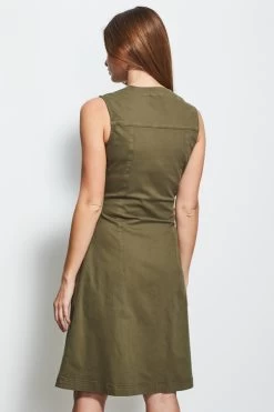 Khaki Green Button Front Sleeveless Denim Dress -Classic Fashion Clothing Store web 2020 03 18 sosandar ecom shot 44 s20ddo50dm001w 38103268