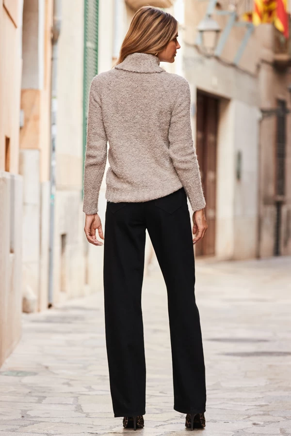 Black Wide Leg Jeans With Rose Gold Button Detail 5 Black Wide Leg Jeans With Rose Gold Button Detail - Image 3