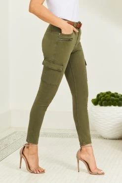 Khaki Green Zip Detail Cargo Skinny Jeans 9 Khaki Green Zip Detail Cargo Skinny Jeans -Classic Fashion Clothing Store web 210302 sosandar hatfield 2 s21dt009be0010 078