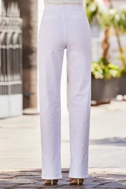 White Wide Leg Jeans With Gold Button Detail -Classic Fashion Clothing Store web 2304 60 23bd033we0001 s23tj104whsp01 60 254