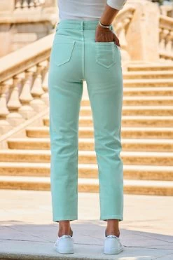 Mint Green Cropped Straight Leg Jeans -Classic Fashion Clothing Store web 2307 76 s22bd021gn0026 76 112