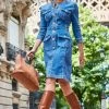 Mid Blue Button Front Pocket Detail Denim Dress -Classic Fashion Clothing Store web 2308 122 a23dd003be0007 122 119 2