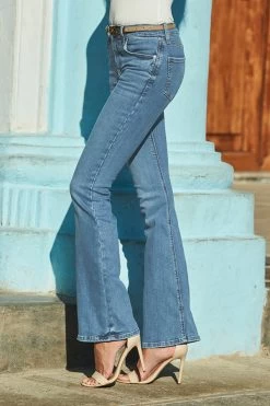 Light Wash Blue Kick Flare Jeans -Classic Fashion Clothing Store web 24 s22bd090be0010 s22ow030nl000625 356 light blue rt