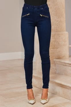 Dark Indigo Zip Detail Jeggings