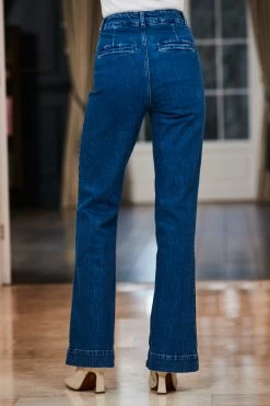 Mid Blue Wide Leg Pocket Detail Jeans -Classic Fashion Clothing Store web 65 a22bd016be0010 s23tk851be0009 087