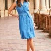 Light Blue Denim Sleeveless Shirt Dress -Classic Fashion Clothing Store web 72 s22dd029be0010 022