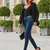 Dark Indigo Gold Chain Detail Skinny Jeans -Classic Fashion Clothing Store web crop 2308 117 a23bd001io003w 117 071 rt