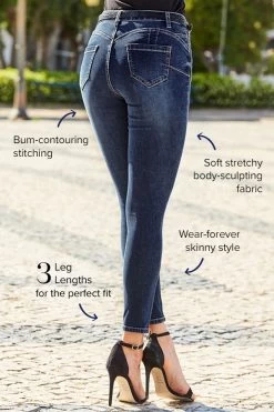 Dark Indigo Sculpting Skinny Jeans -Classic Fashion Clothing Store web image 1