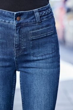 Indigo Blue Braid-Detail Kick Flare Jeans -Classic Fashion Clothing Store web rt 12 s23tw063cr0001 s23bd014io003w 404