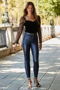 Midnight Blue Coated Perfect Skinny Jeans -Classic Fashion Clothing Store web rt 64 a22tv001bk0001 005